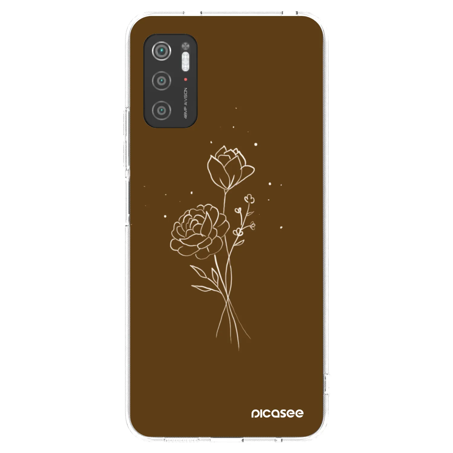 Picasee silikonowe przeźroczyste etui na Xiaomi Poco M3 Pro 5G - Brown flowers