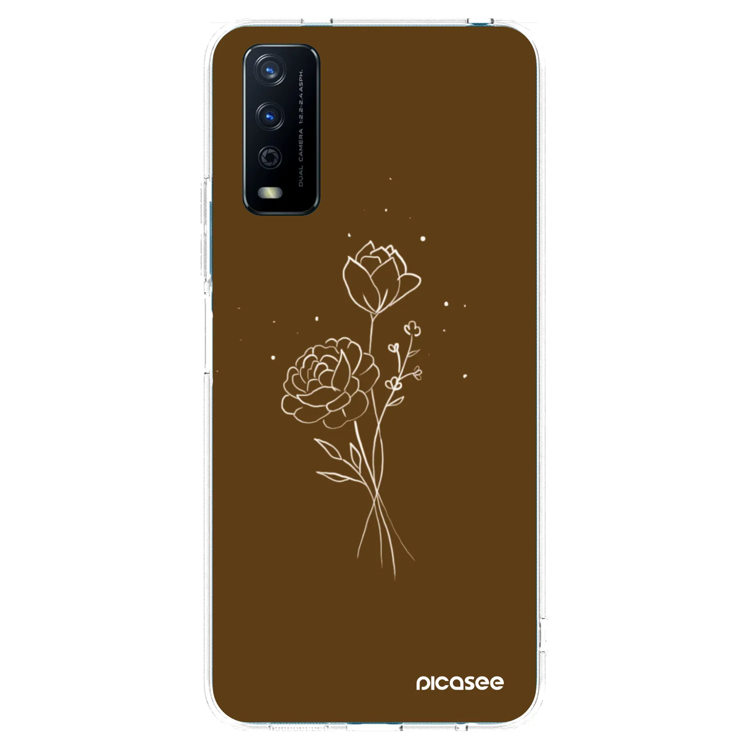 Picasee silikonowe przeźroczyste etui na Vivo Y11s - Brown flowers