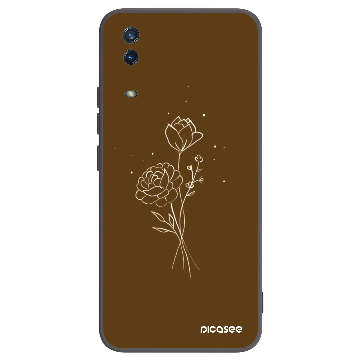 Picasee silikonowe czarne etui na Vivo Y11s - Brown flowers