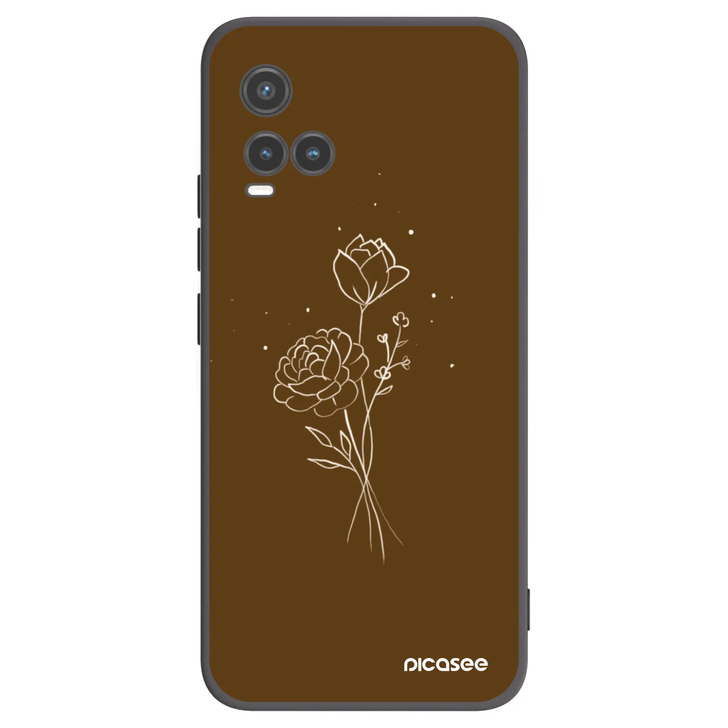 Picasee silikonowe czarne etui na Vivo Y33s - Brown flowers