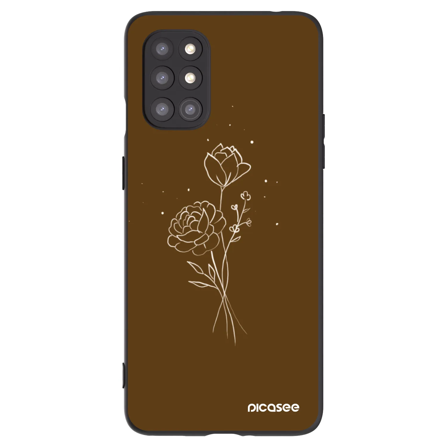 Picasee silikonowe czarne etui na OnePlus 8T - Brown flowers