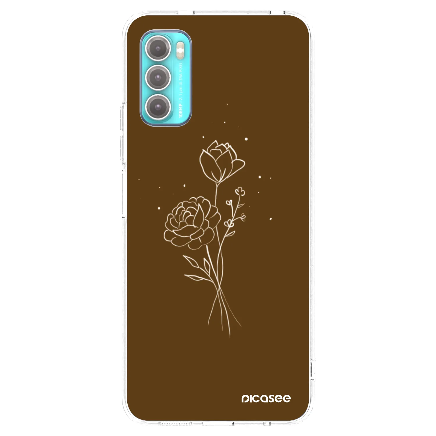 Picasee silikonowe przeźroczyste etui na Motorola Moto G60 - Brown flowers
