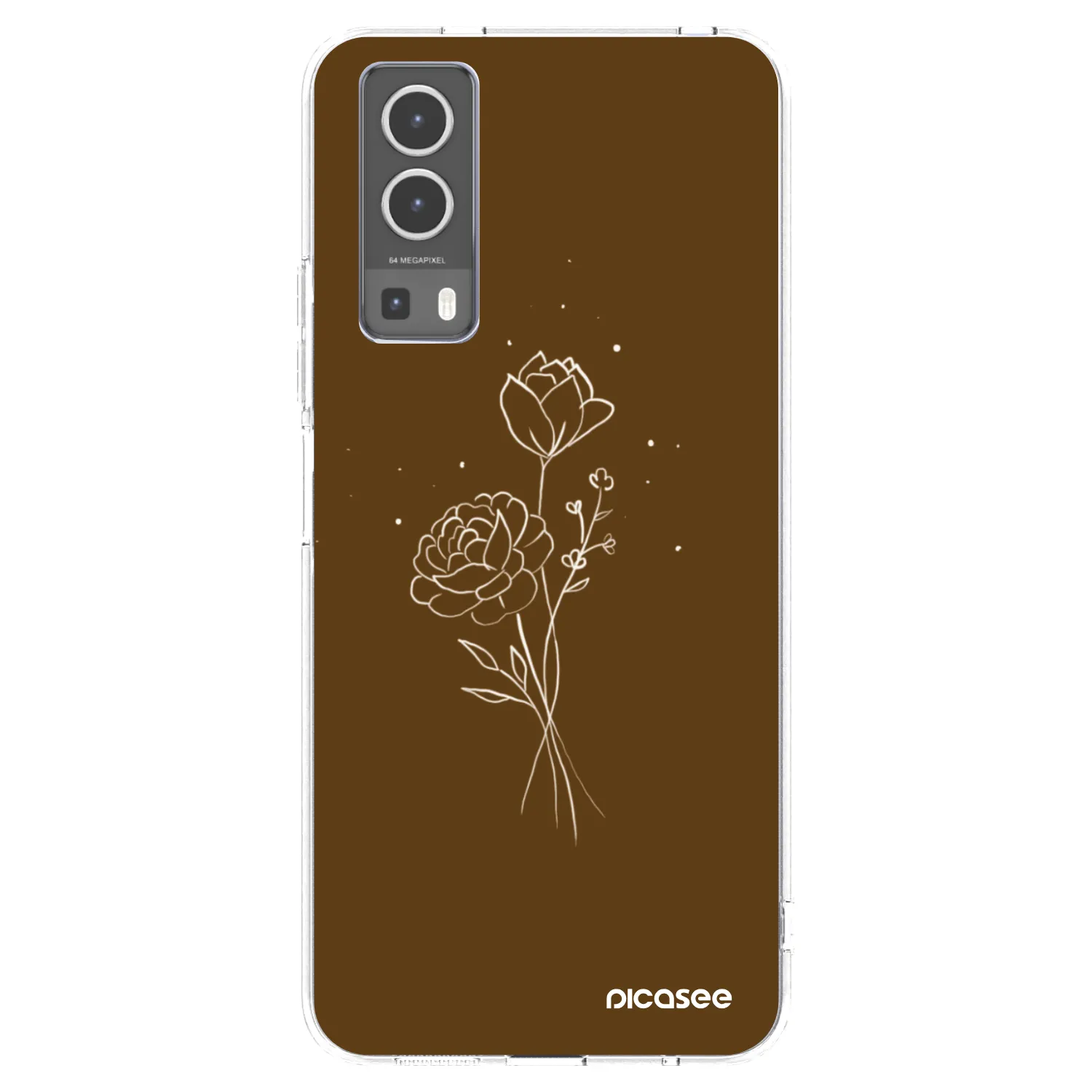 Picasee silikonowe przeźroczyste etui na Vivo Y72 5G - Brown flowers
