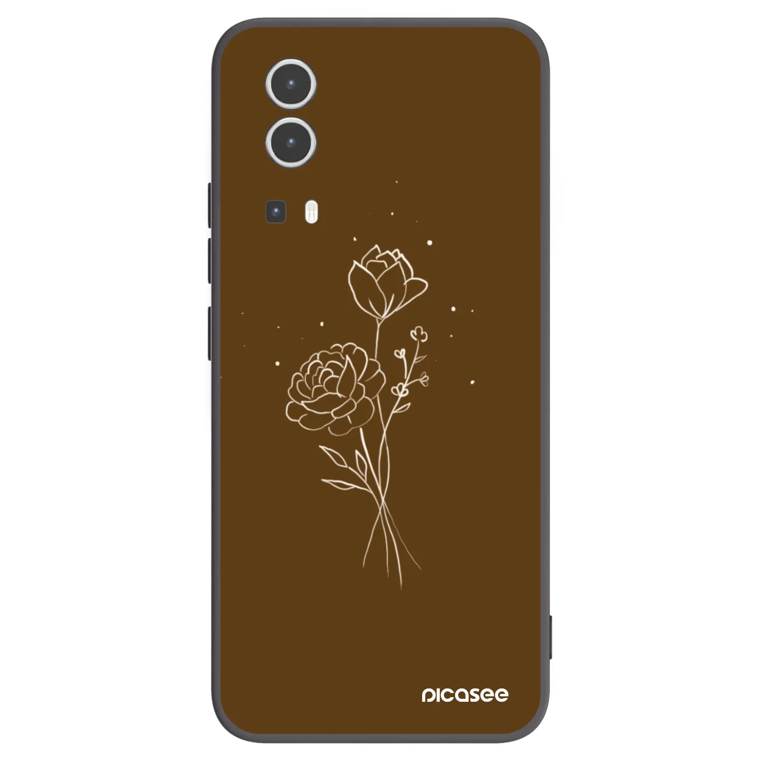 Picasee silikonowe czarne etui na Vivo Y72 5G - Brown flowers