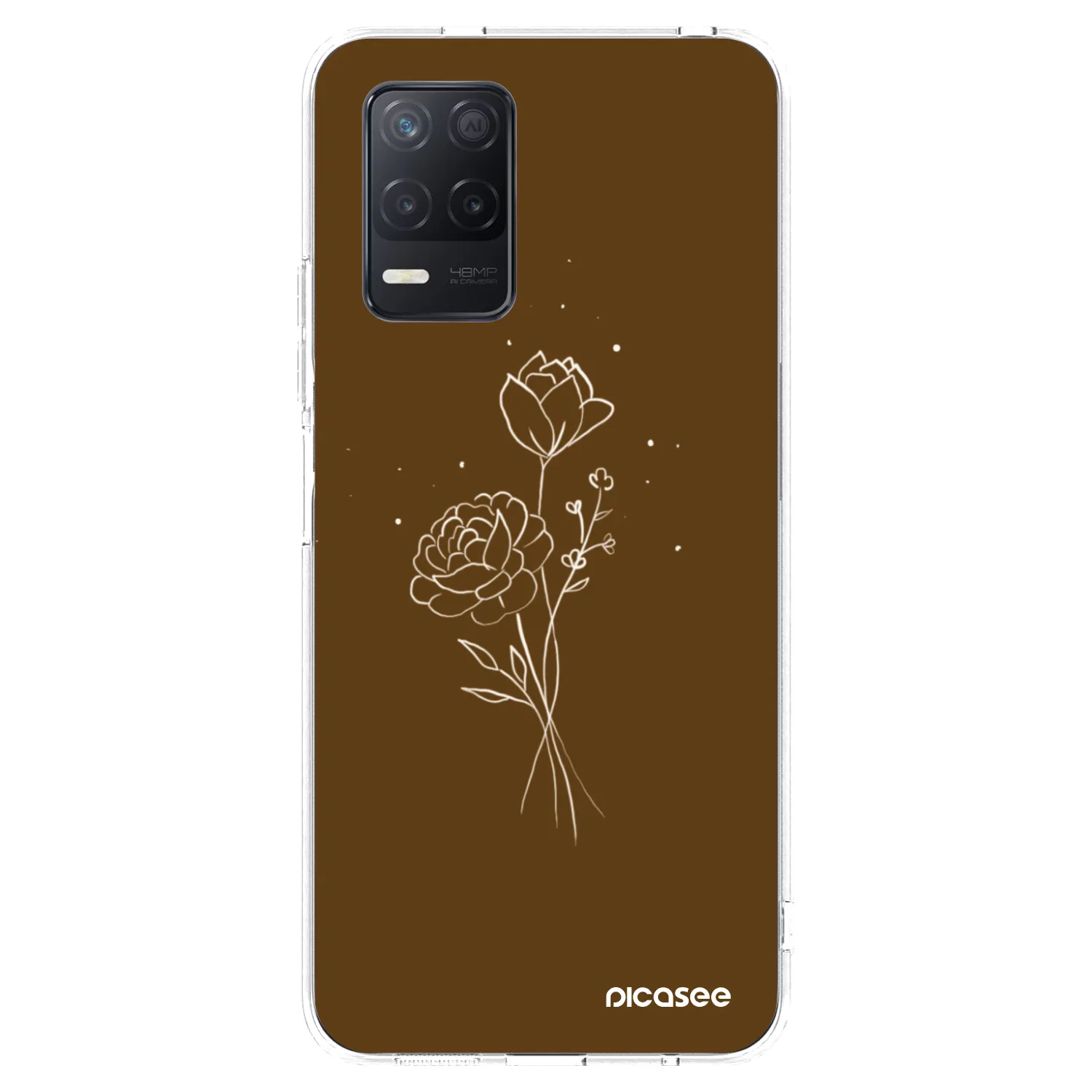 Picasee silikonowe przeźroczyste etui na Realme 8 5G - Brown flowers