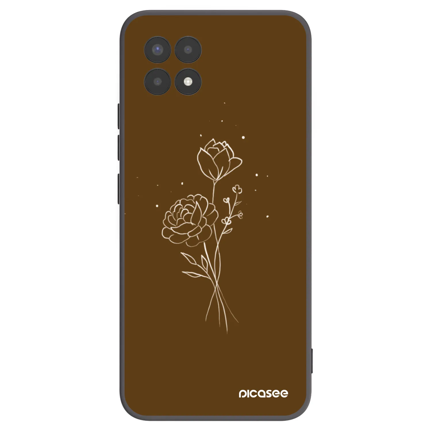 Picasee silikonowe czarne etui na Realme 8i - Brown flowers