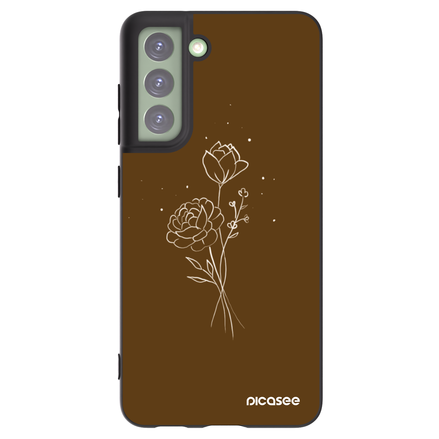 Picasee silikonowe czarne etui na Samsung Galaxy S21 FE 5G - Brown flowers