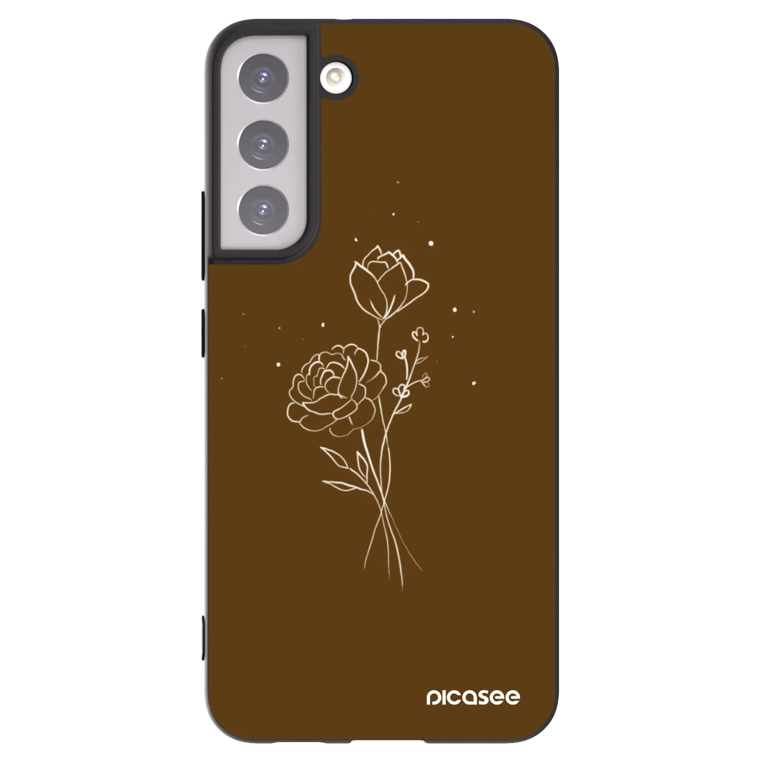 Picasee silikonowe czarne etui na Samsung Galaxy S22+ 5G - Brown flowers