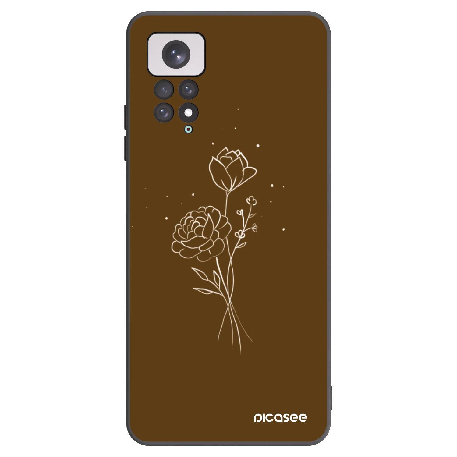 Picasee silikonowe czarne etui na Xiaomi Redmi Note 11 - Brown flowers
