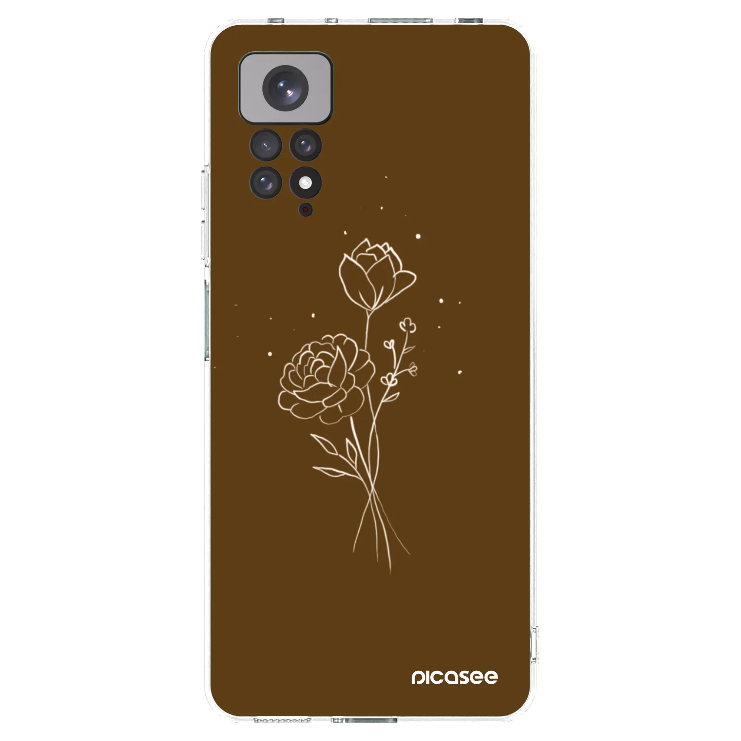Picasee silikonowe przeźroczyste etui na Xiaomi Redmi Note 11 - Brown flowers