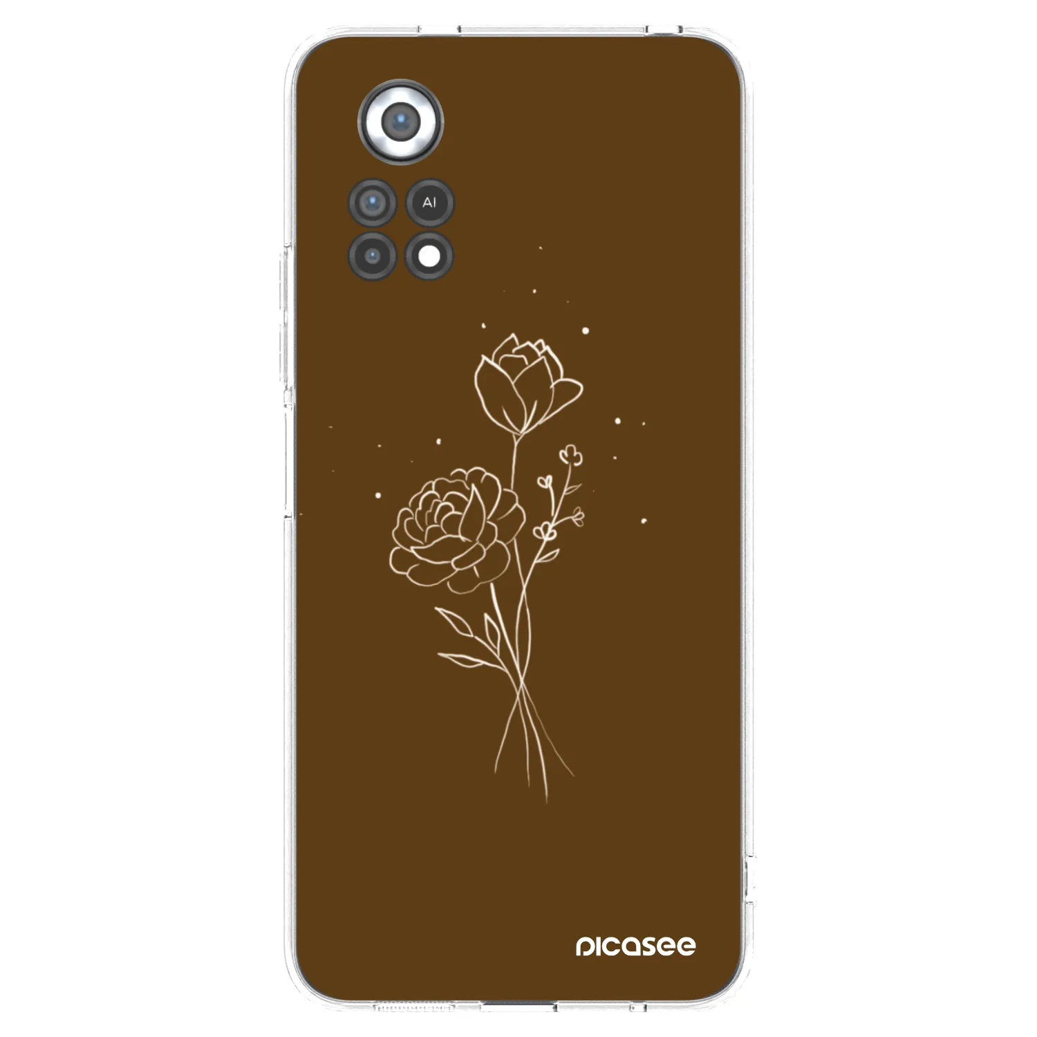 Picasee silikonowe przeźroczyste etui na Xiaomi Poco X4 Pro 5G - Brown flowers