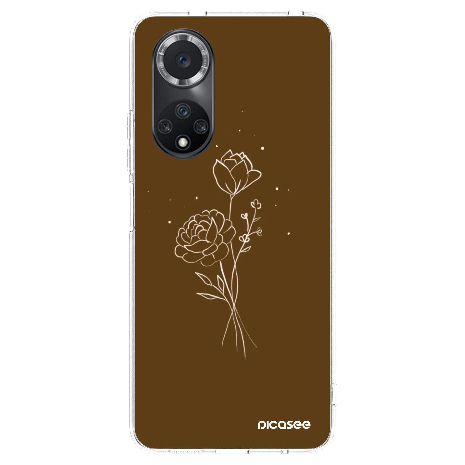 Picasee silikonowe przeźroczyste etui na Huawei Nova 9 SE - Brown flowers