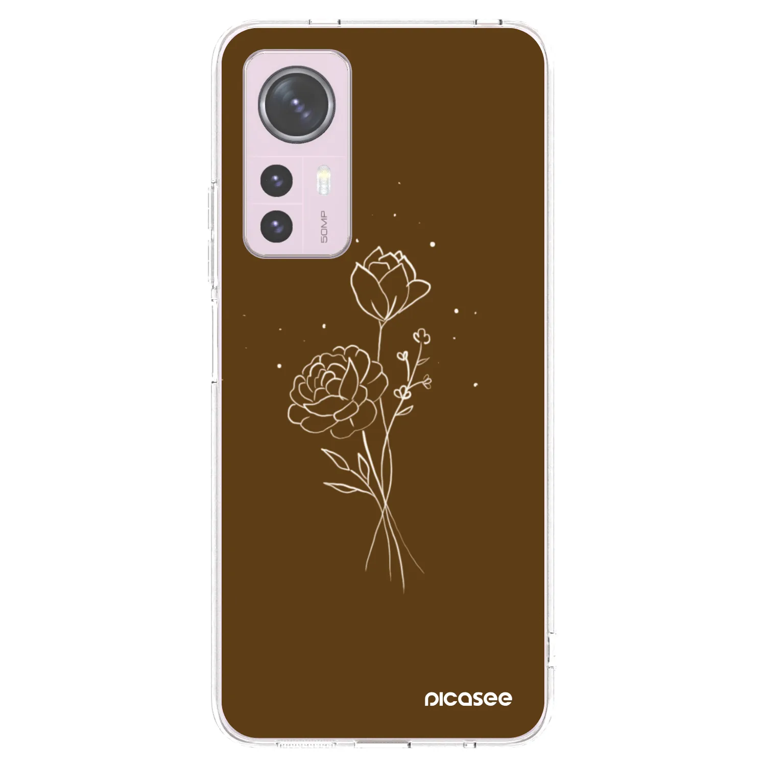 Picasee silikonowe przeźroczyste etui na Xiaomi 12 - Brown flowers