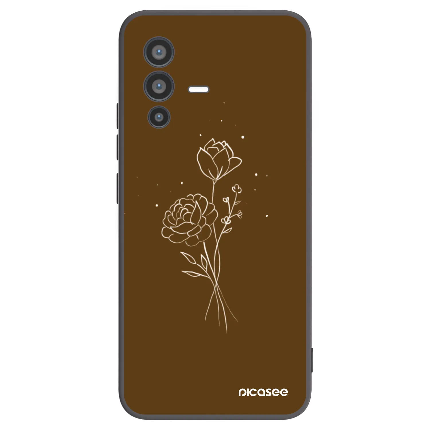 Picasee silikonowe czarne etui na Vivo V23 5G - Brown flowers