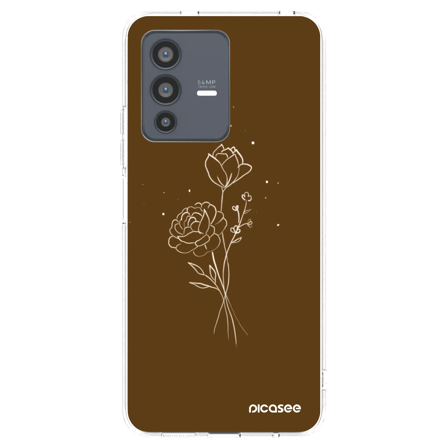 Picasee silikonowe przeźroczyste etui na Vivo V23 5G - Brown flowers