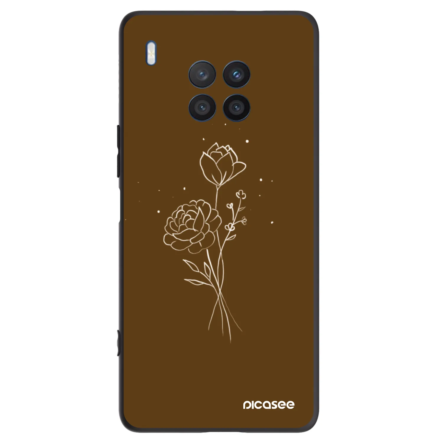 Picasee silikonowe czarne etui na Honor 50 Lite - Brown flowers