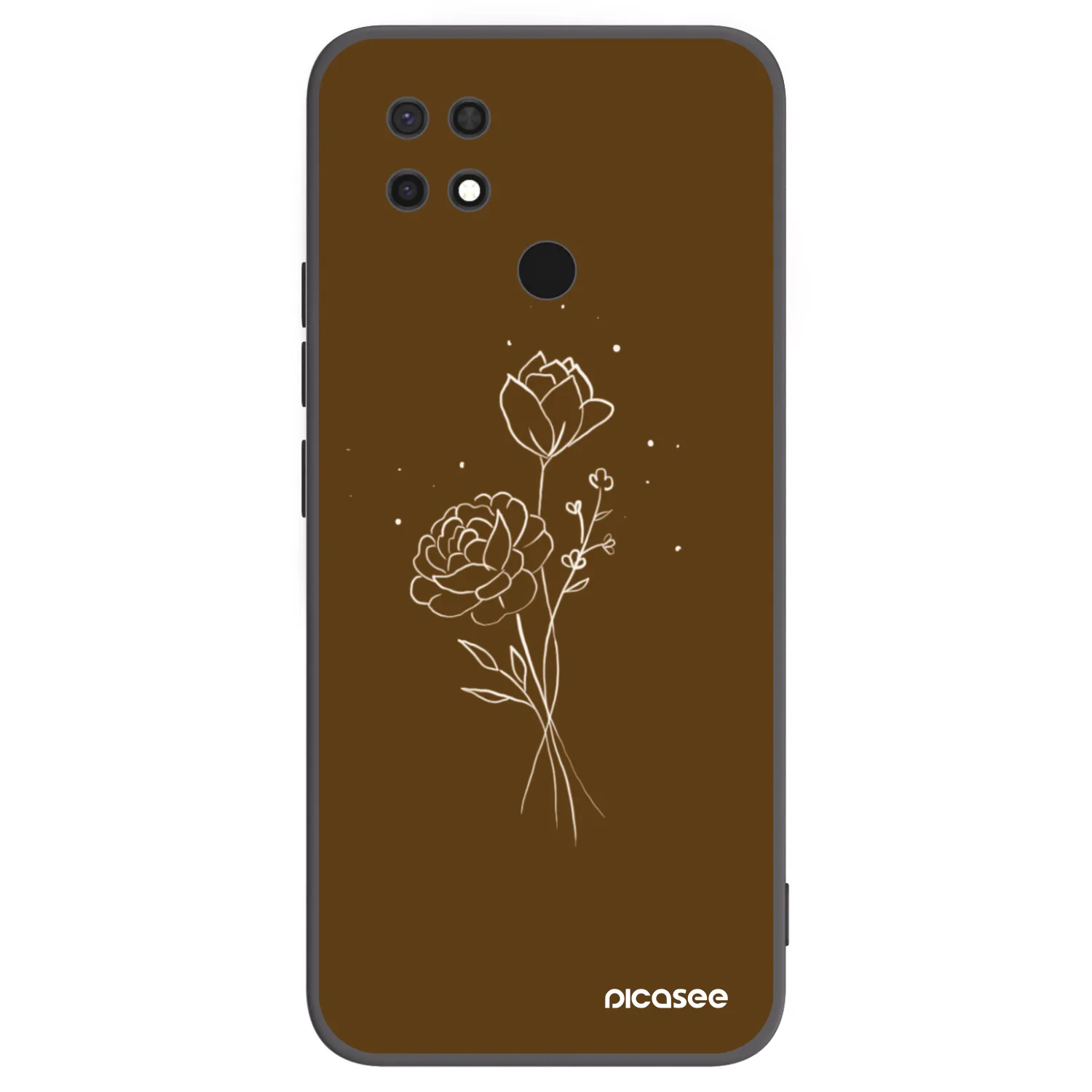 Picasee silikonowe czarne etui na Xiaomi Redmi 10C - Brown flowers