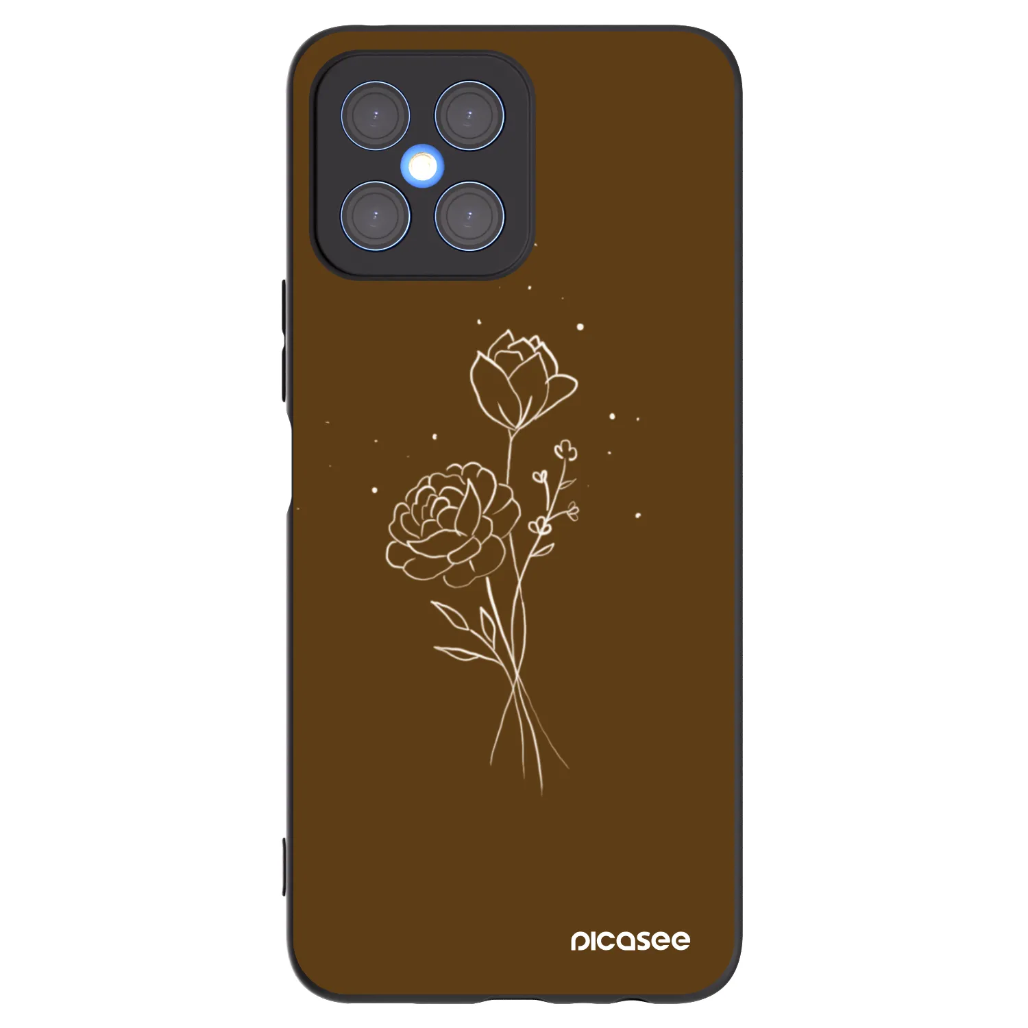 Picasee silikonowe czarne etui na Honor X8 4G - Brown flowers