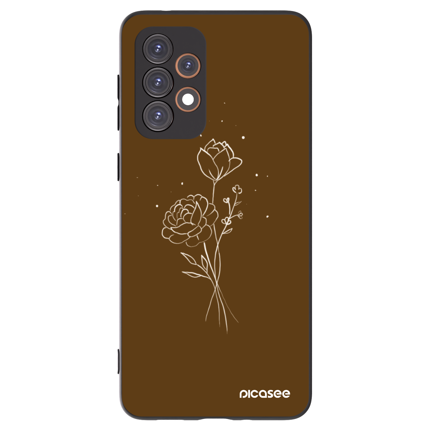 Picasee silikonowe czarne etui na Samsung Galaxy A33 5G A336 - Brown flowers