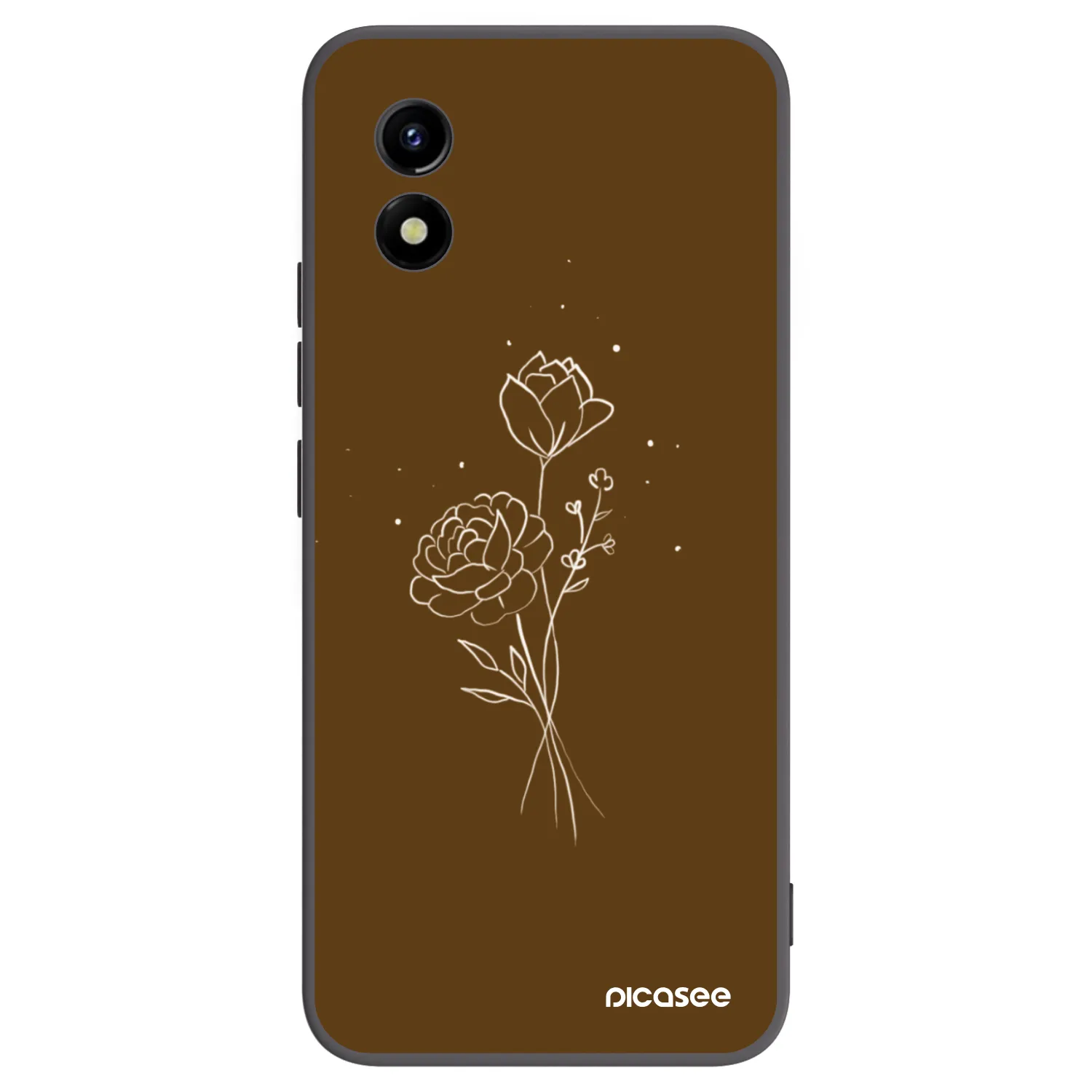 Picasee silikonowe czarne etui na Vivo Y01 - Brown flowers