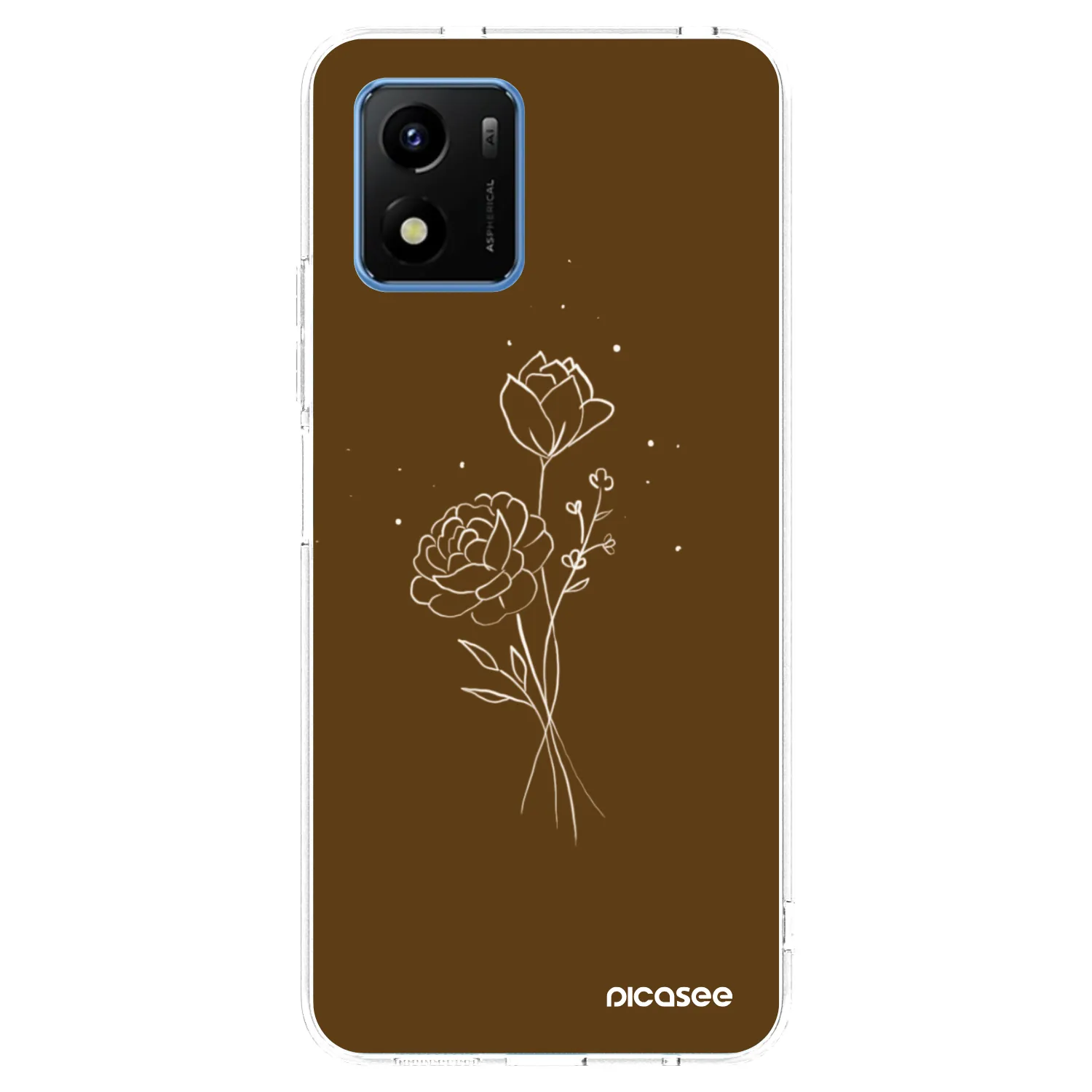Picasee silikonowe przeźroczyste etui na Vivo Y01 - Brown flowers
