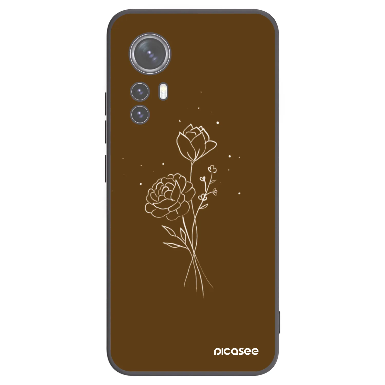 Picasee silikonowe czarne etui na Xiaomi 12X - Brown flowers