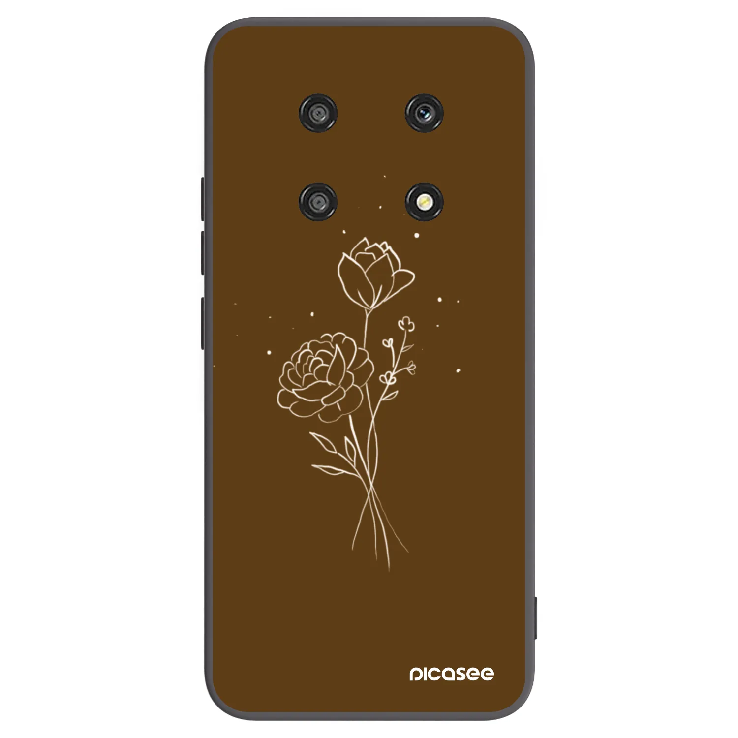 Picasee silikonowe czarne etui na Honor Magic4 Lite 5G - Brown flowers