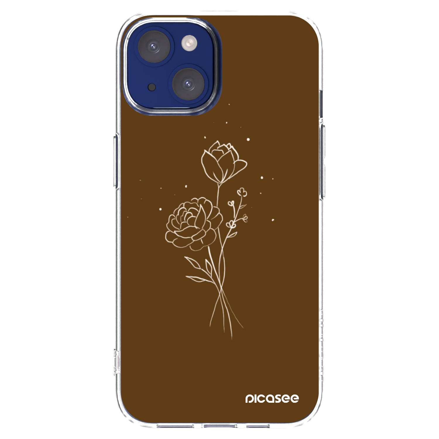 Picasee silikonowe przeźroczyste etui na Apple iPhone 14 - Brown flowers