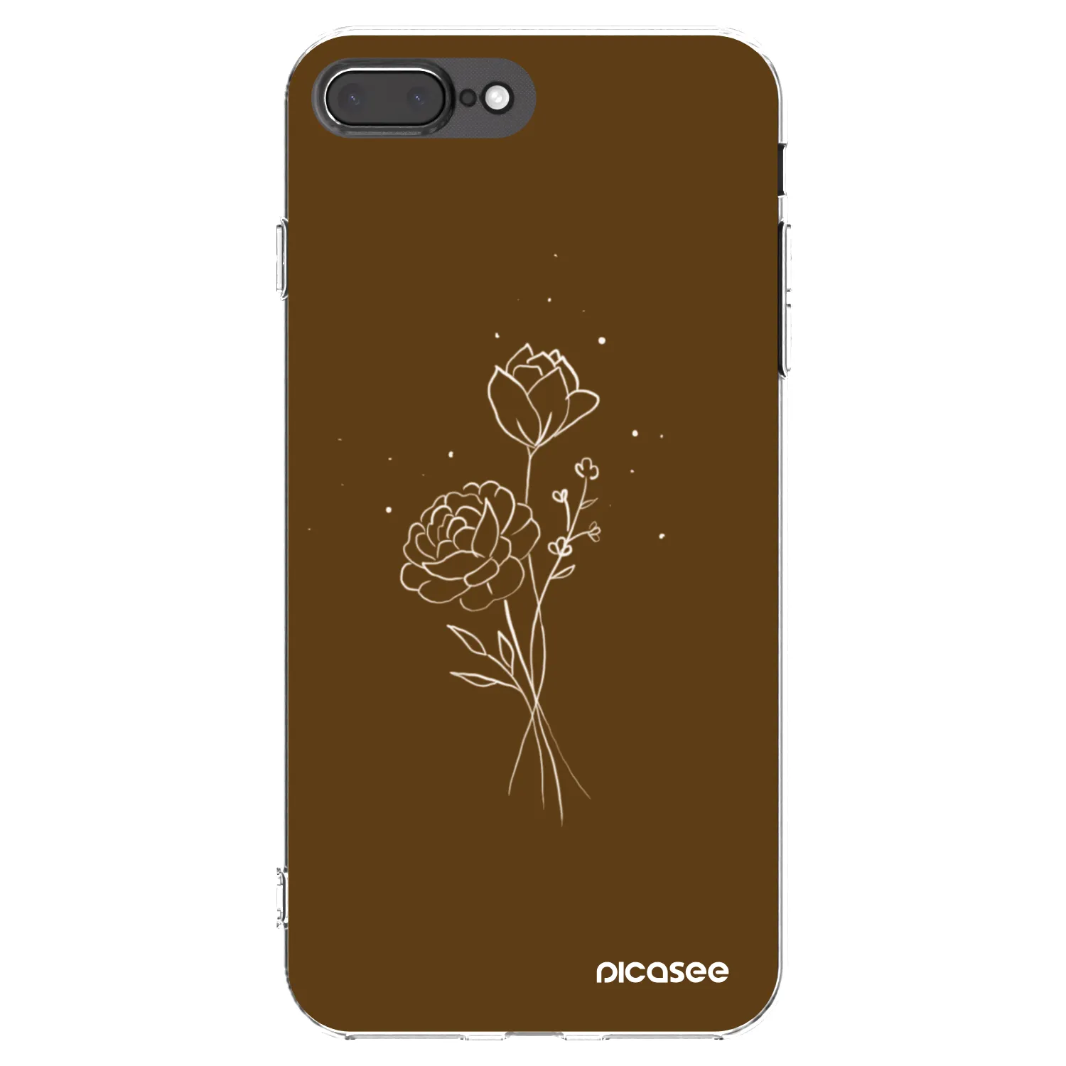 Picasee silikonowe przeźroczyste etui na Apple iPhone 8 Plus - Brown flowers