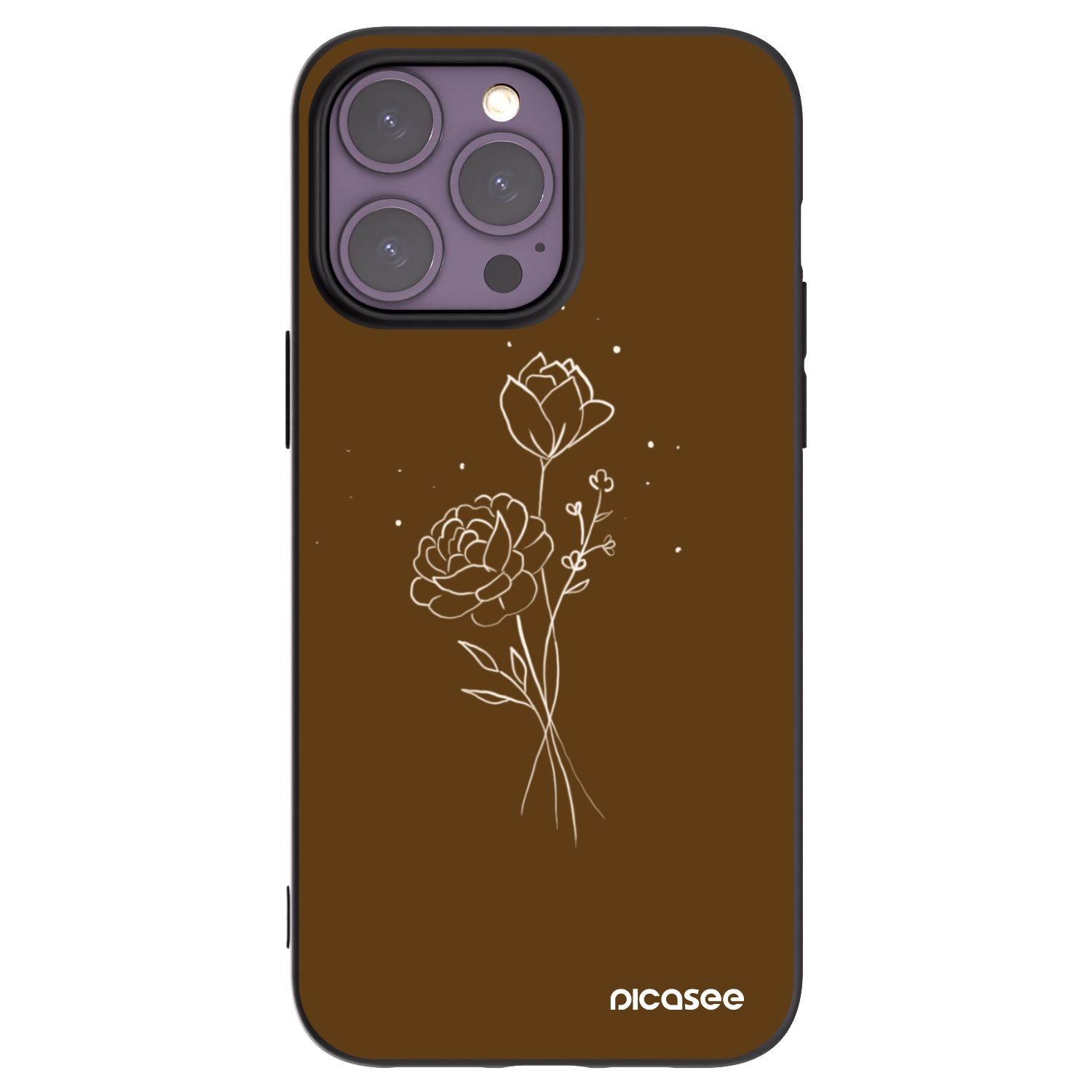 Picasee silikonowe czarne etui na Apple iPhone 14 Pro Max - Brown flowers