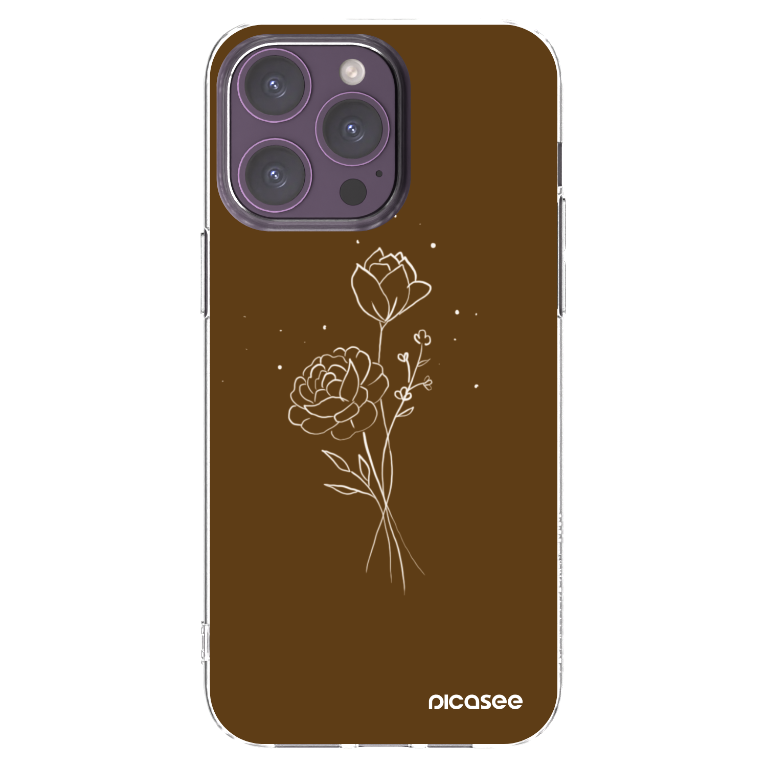 Picasee silikonowe przeźroczyste etui na Apple iPhone 14 Pro Max - Brown flowers