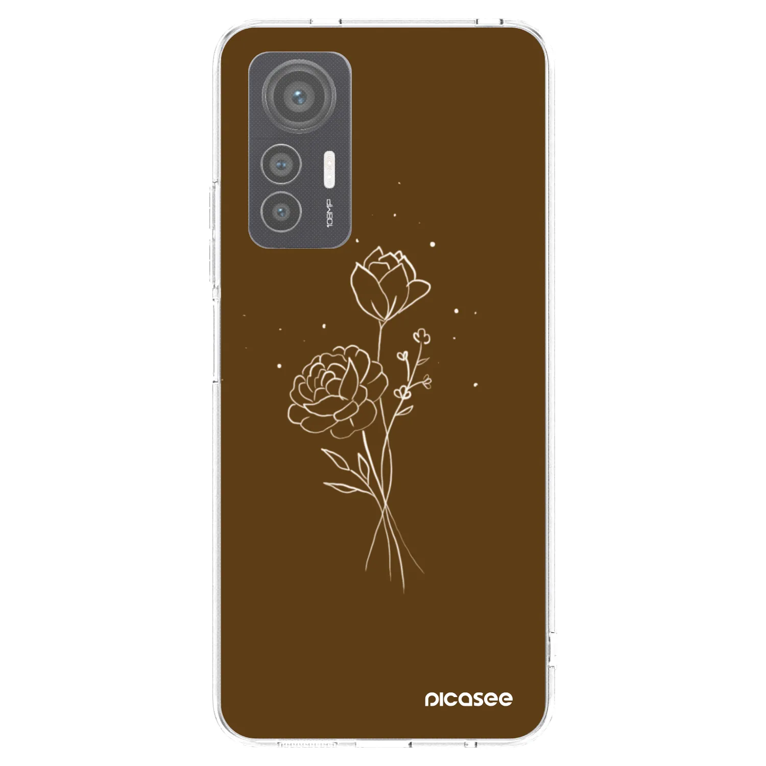 Picasee silikonowe przeźroczyste etui na Xiaomi 12 Lite - Brown flowers