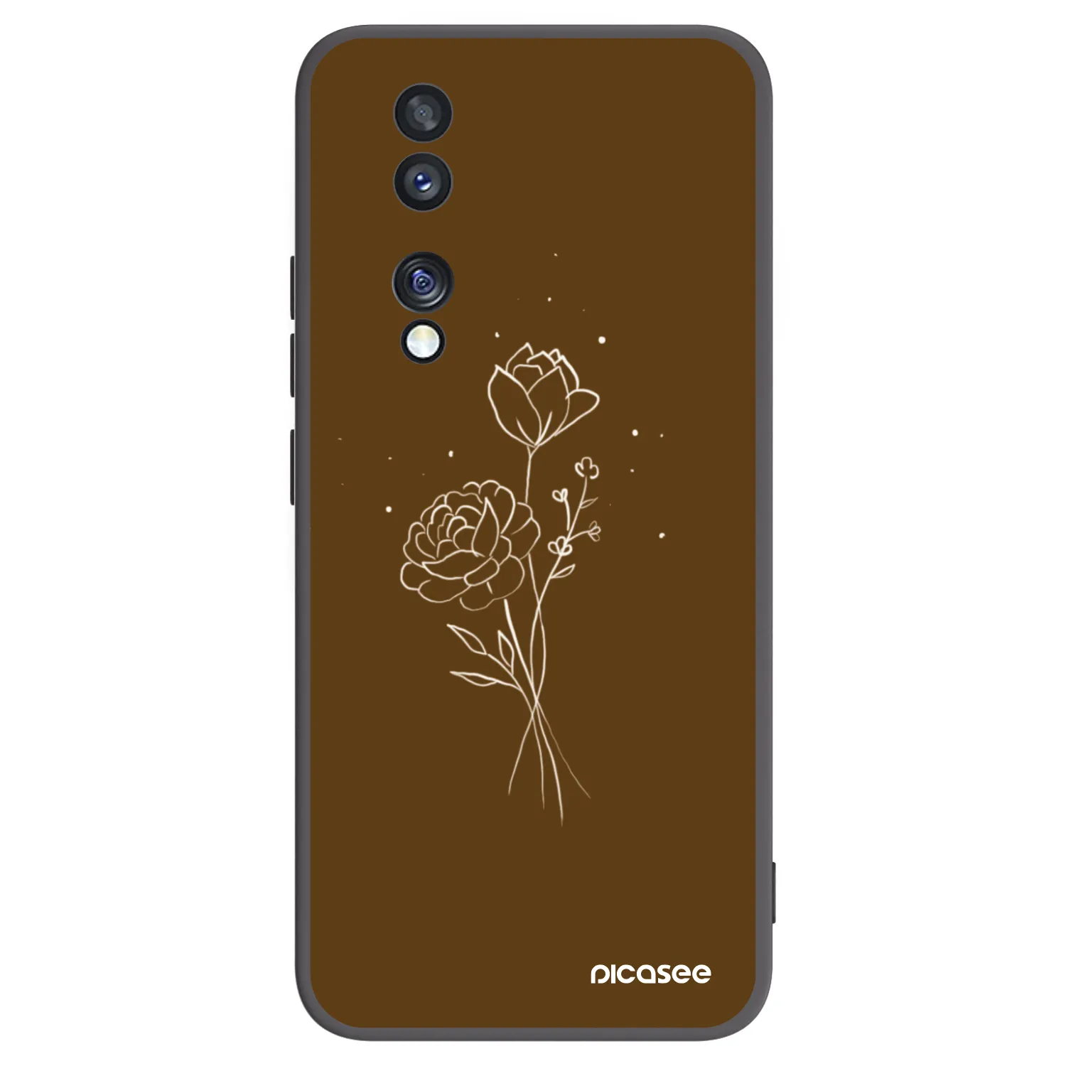 Picasee silikonowe czarne etui na Honor 70 - Brown flowers