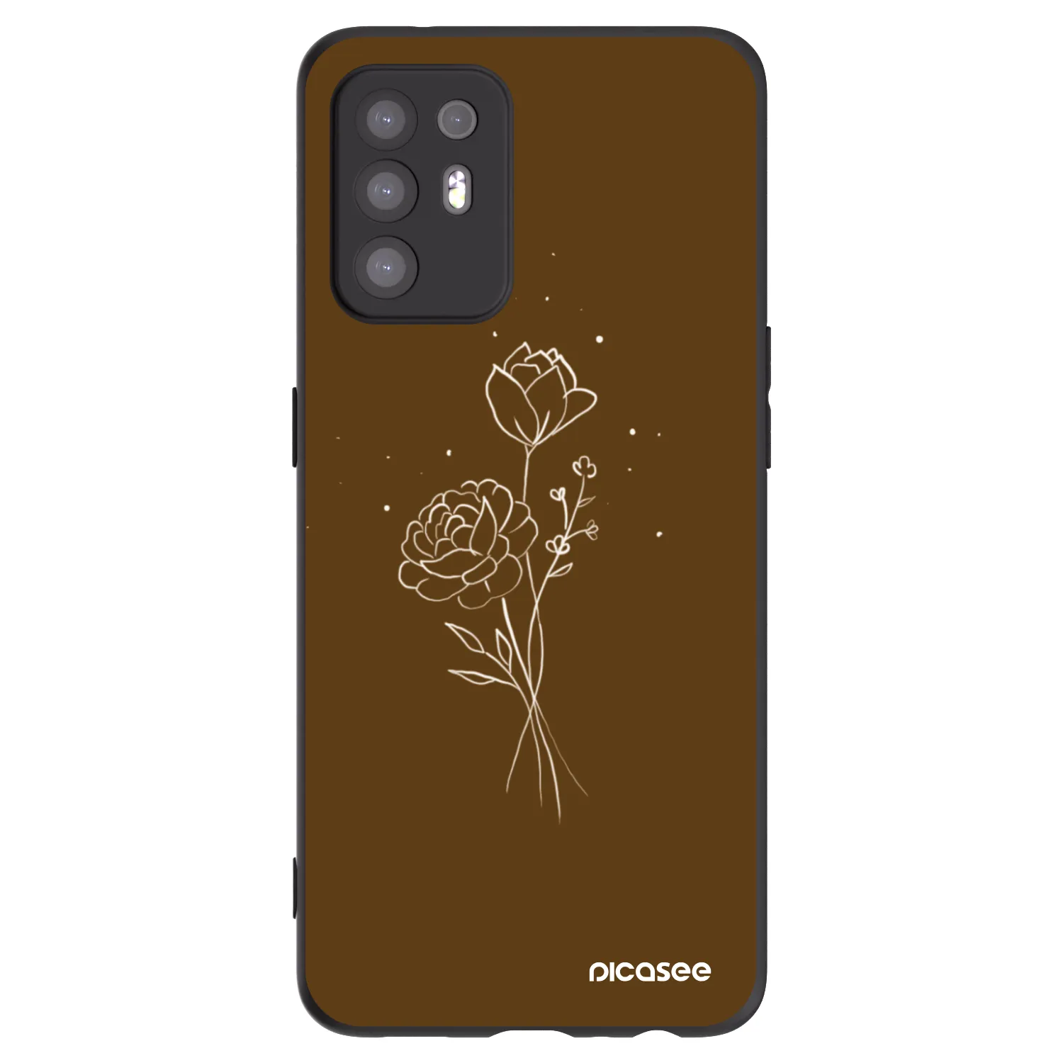 Picasee silikonowe czarne etui na OPPO A94 5G - Brown flowers