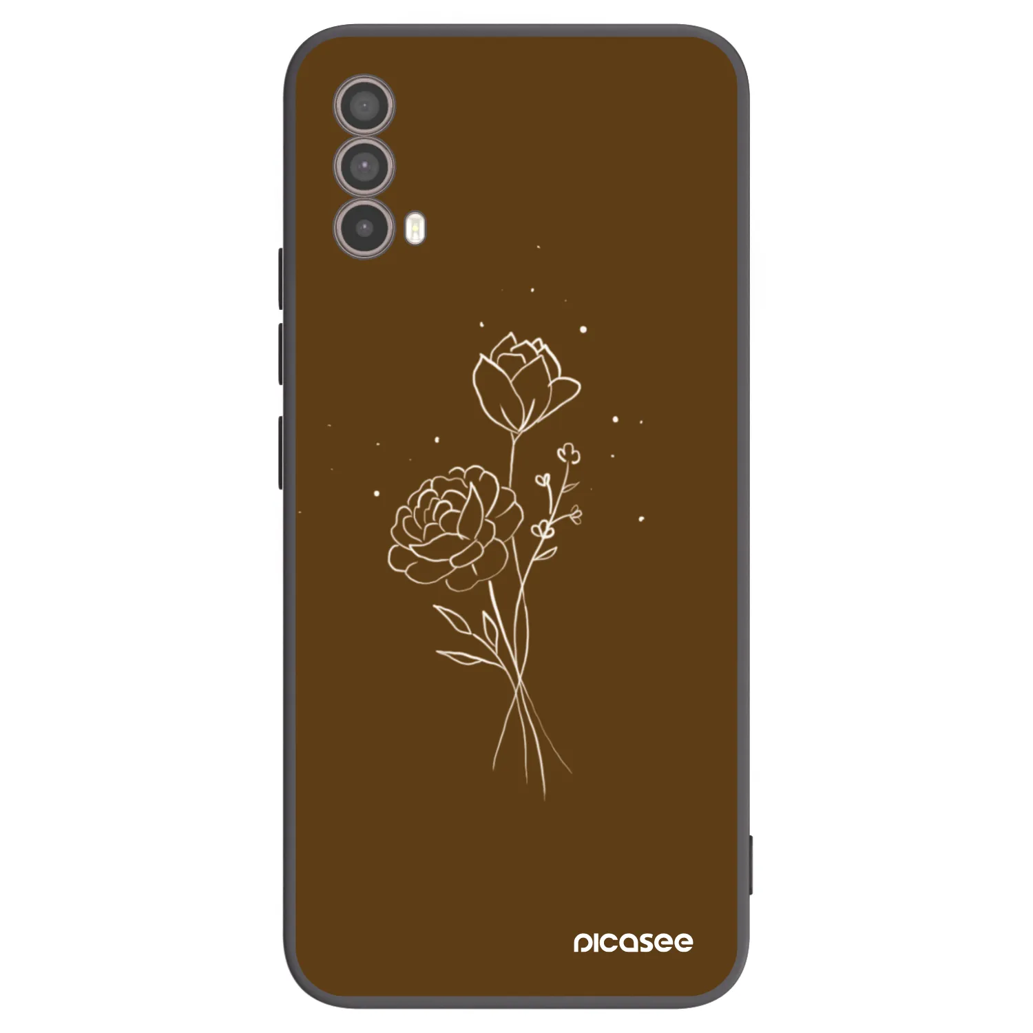 Picasee silikonowe czarne etui na Motorola Moto E40 - Brown flowers