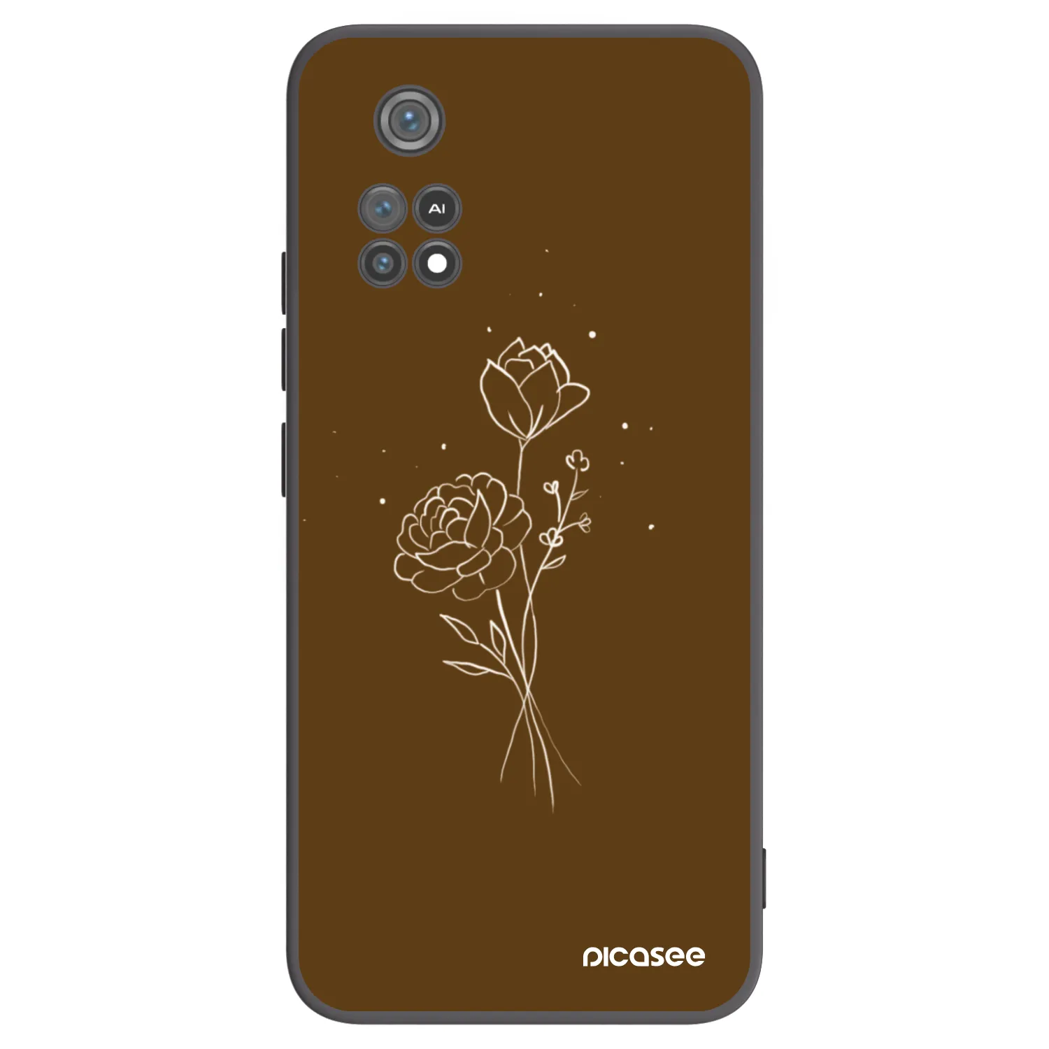 Picasee silikonowe czarne etui na Xiaomi Poco M4 Pro - Brown flowers