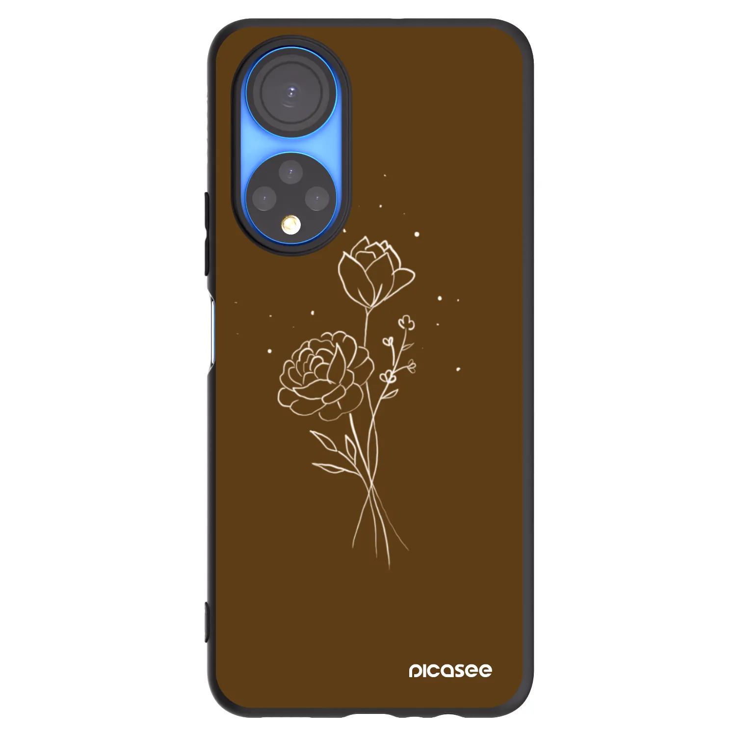 Picasee silikonowe czarne etui na Honor X7 - Brown flowers
