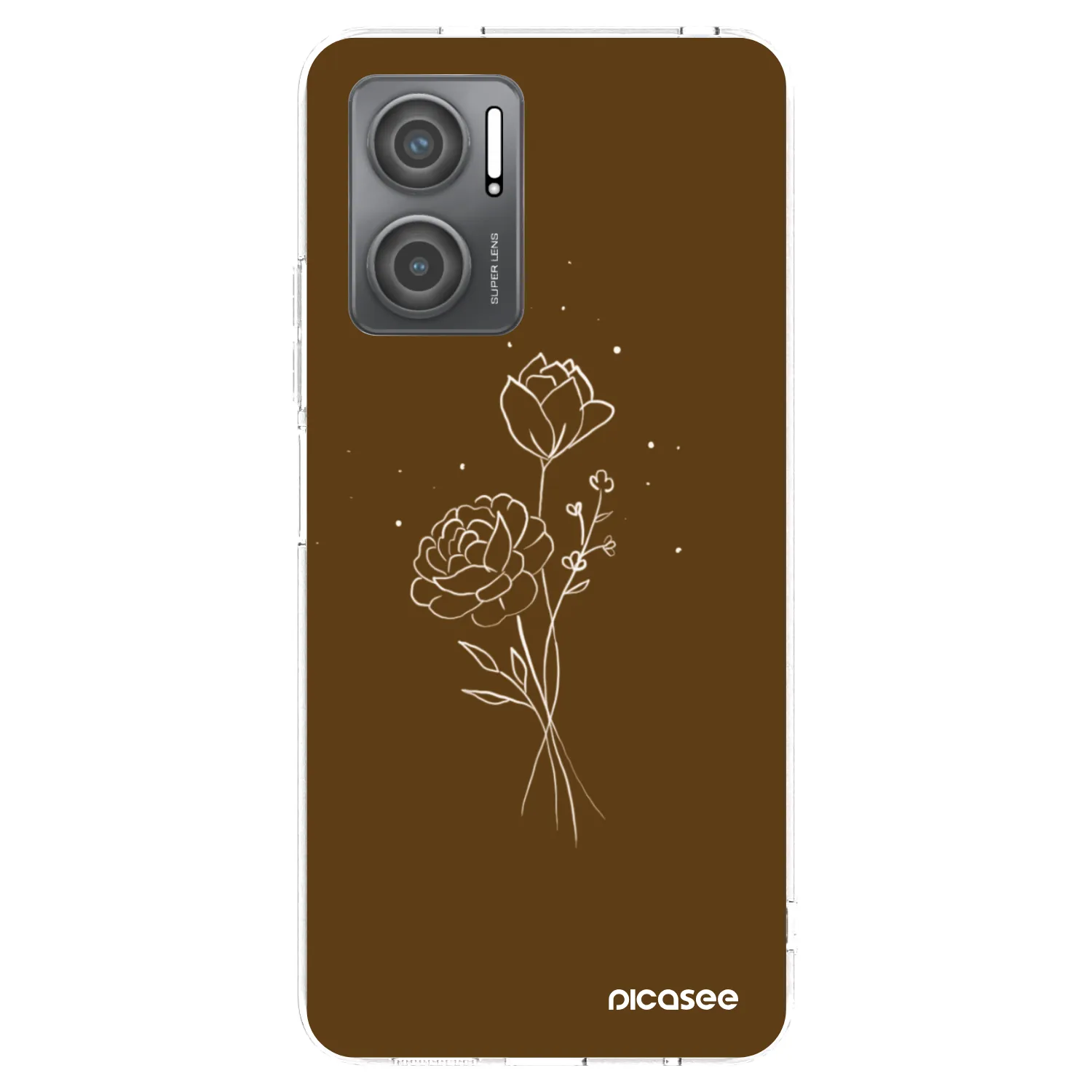 Picasee silikonowe przeźroczyste etui na Xiaomi Redmi 10 5G - Brown flowers