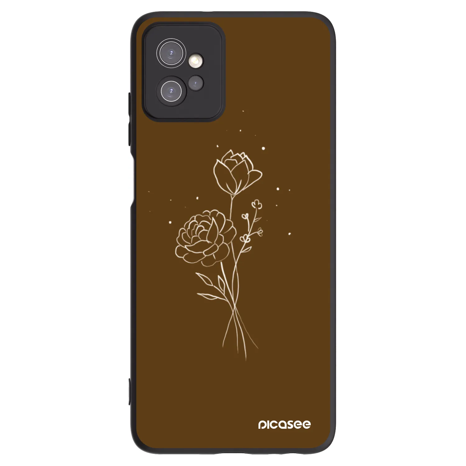 Picasee silikonowe czarne etui na Motorola Moto G32 - Brown flowers