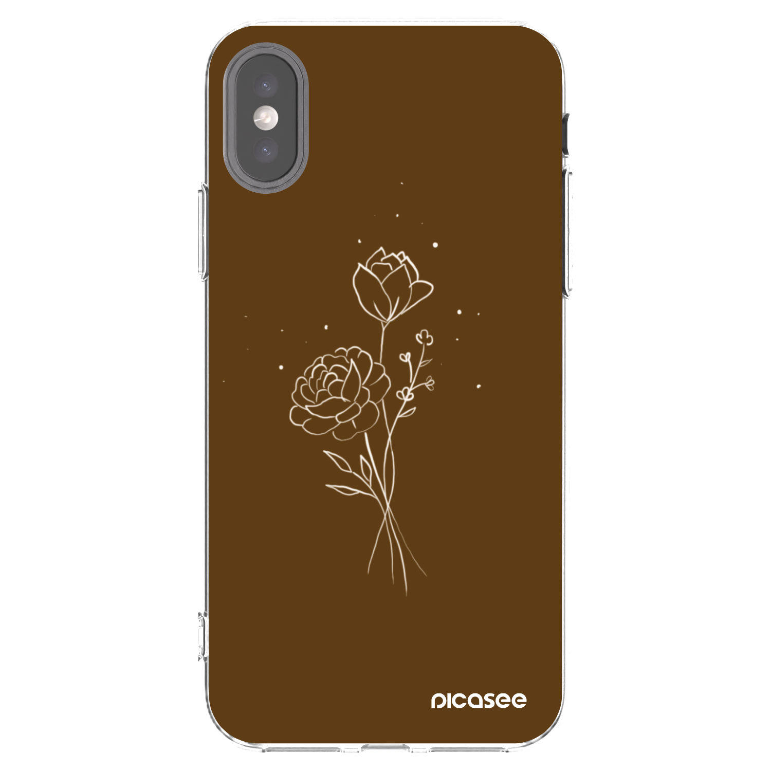 Picasee silikonowe przeźroczyste etui na Apple iPhone X/XS - Brown flowers