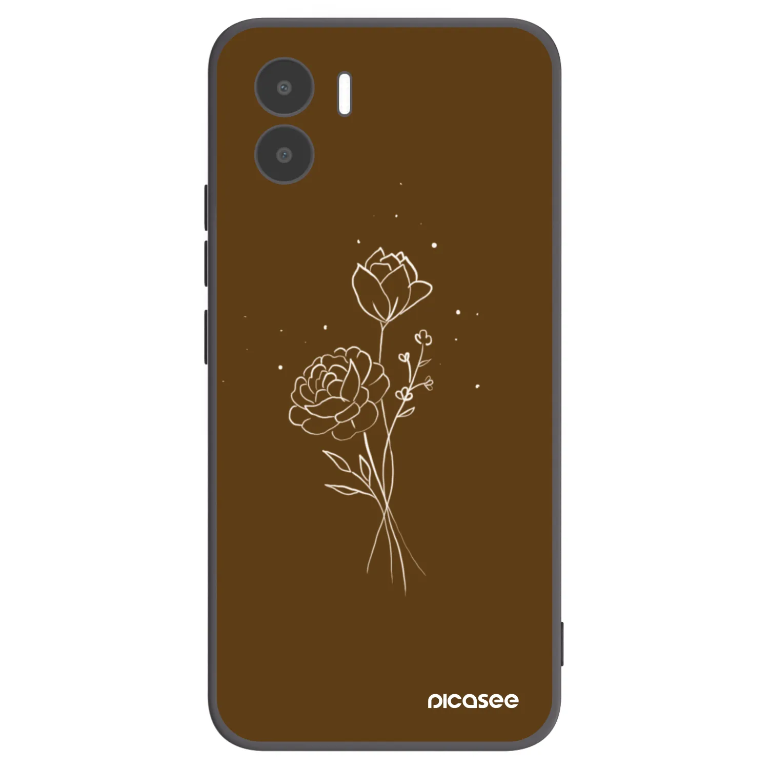 Picasee silikonowe czarne etui na Xiaomi Redmi A1 - Brown flowers