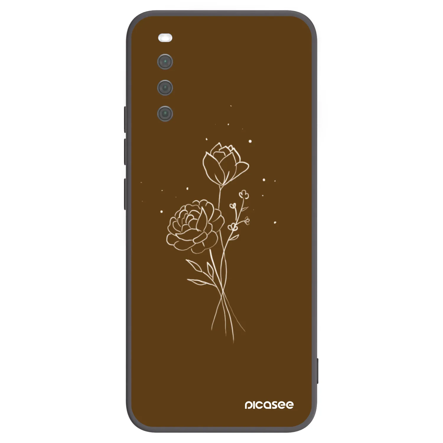 Picasee silikonowe czarne etui na Sony Xperia 10 III - Brown flowers