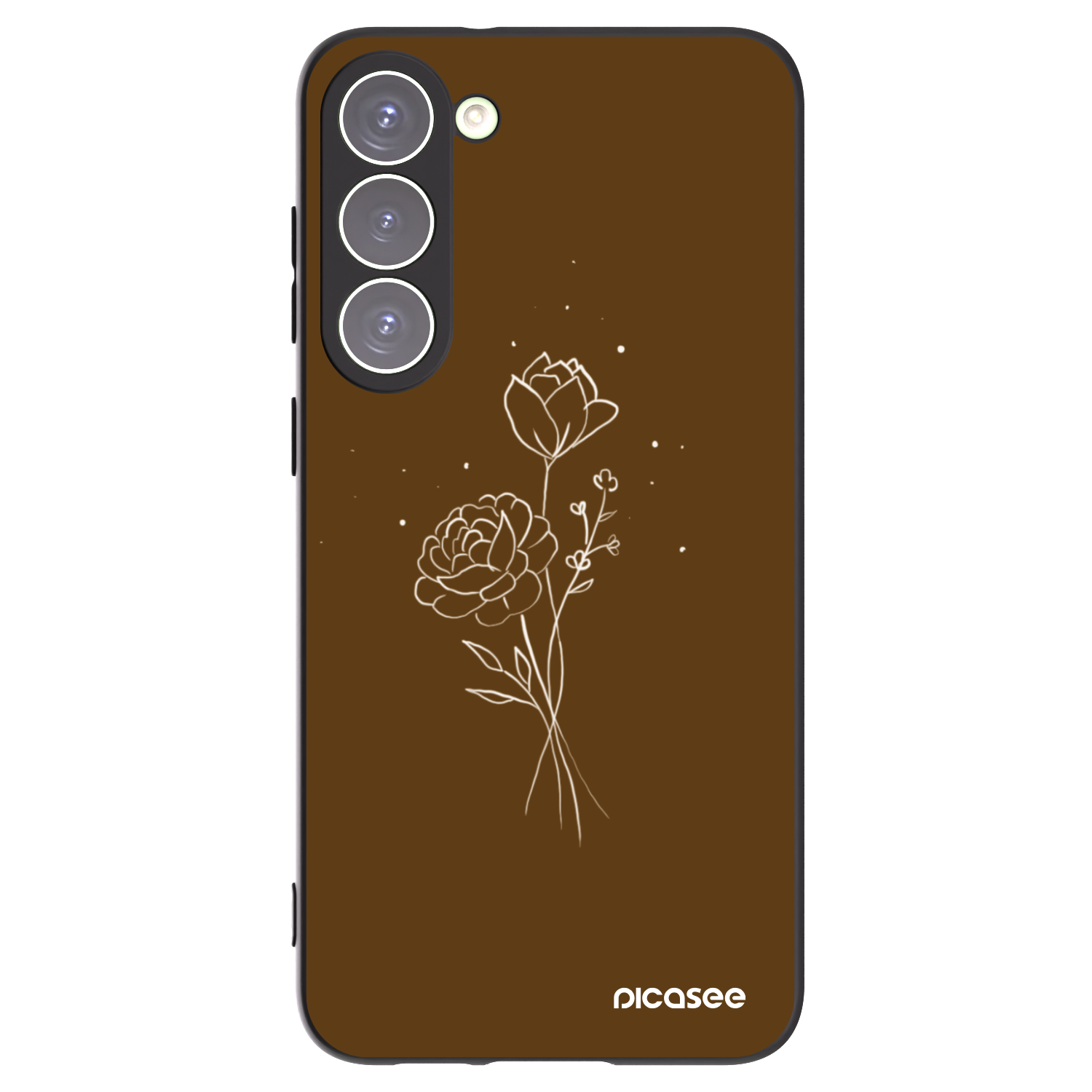 Picasee silikonowe czarne etui na Samsung Galaxy S23+ 5G - Brown flowers