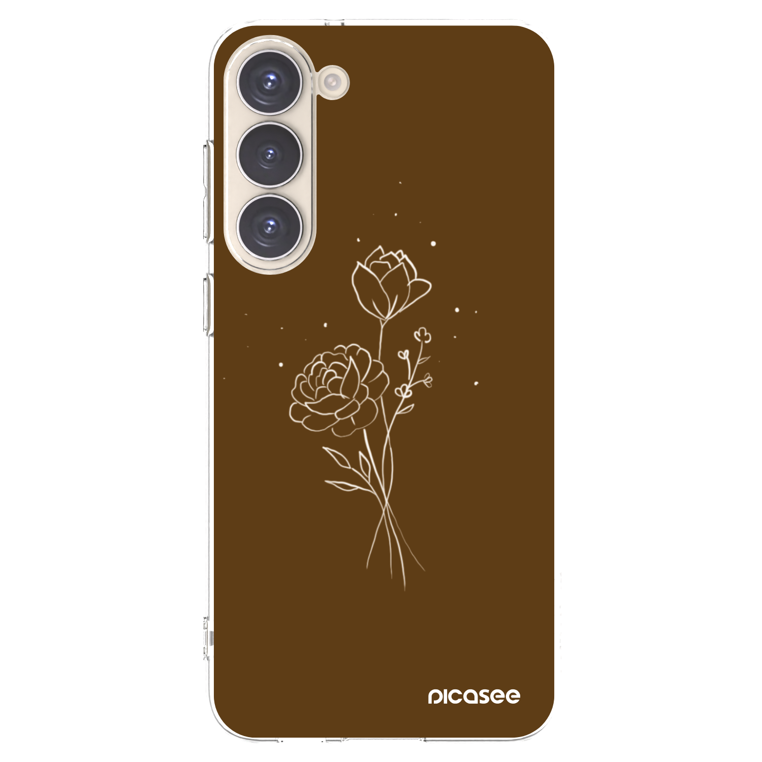 Picasee silikonowe przeźroczyste etui na Samsung Galaxy S23+ 5G - Brown flowers