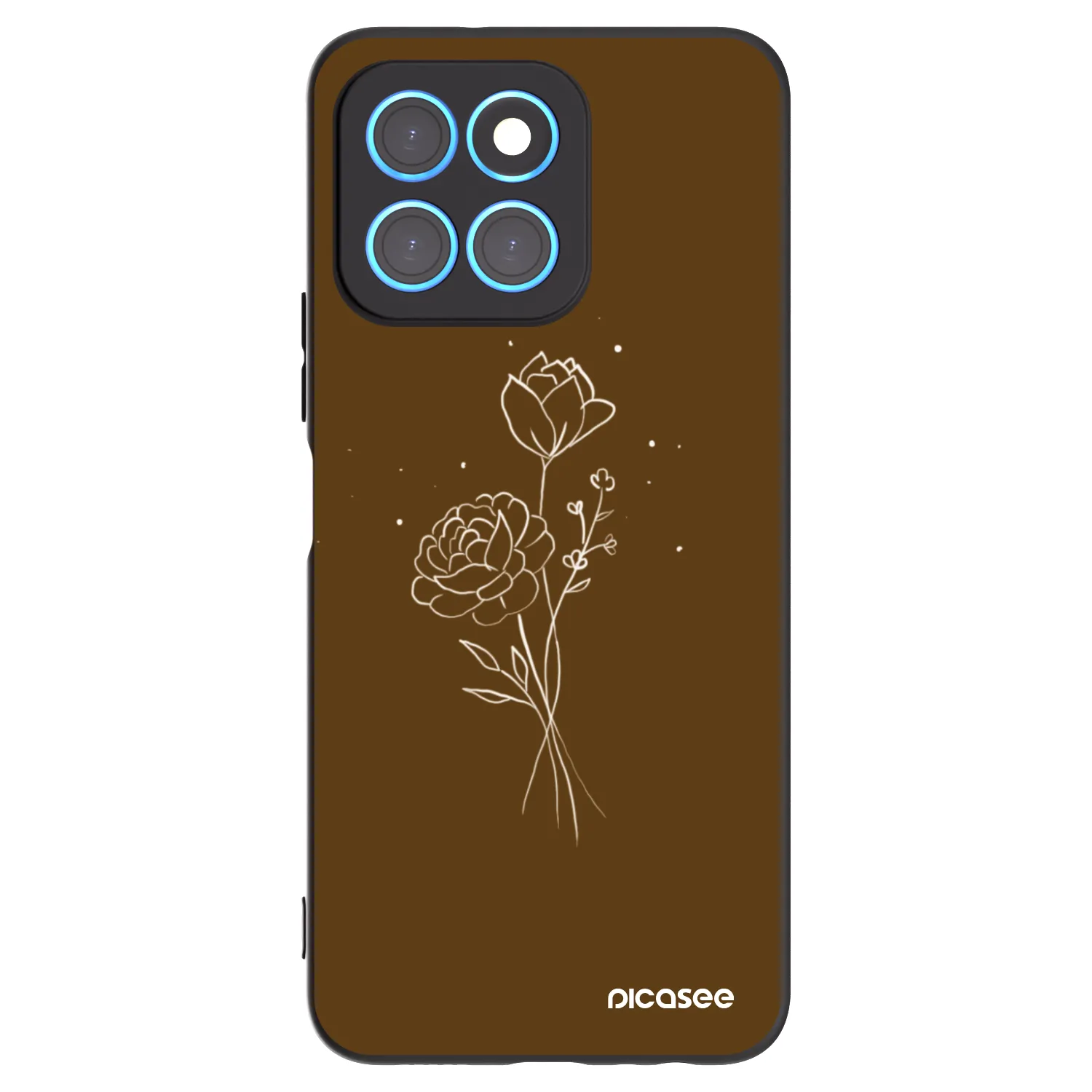 Picasee silikonowe czarne etui na Honor X8 5G - Brown flowers