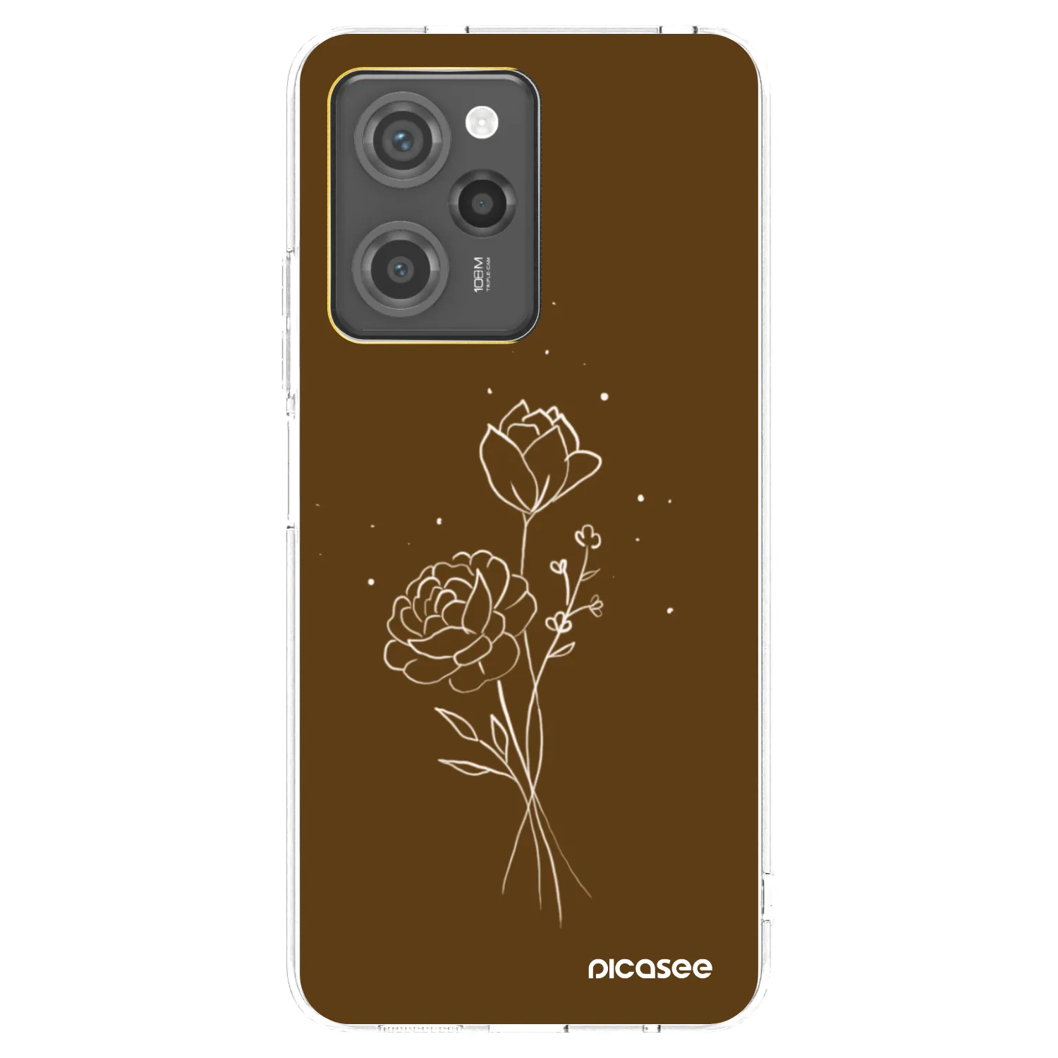 Picasee silikonowe czarne etui na Xiaomi Poco X5 Pro - Brown flowers