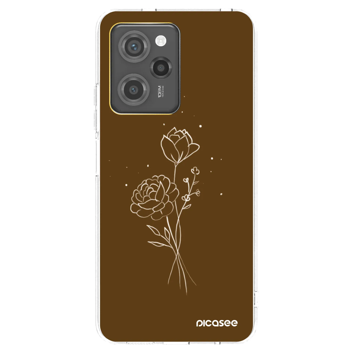 Picasee silikonowe przeźroczyste etui na Xiaomi Poco X5 Pro - Brown flowers