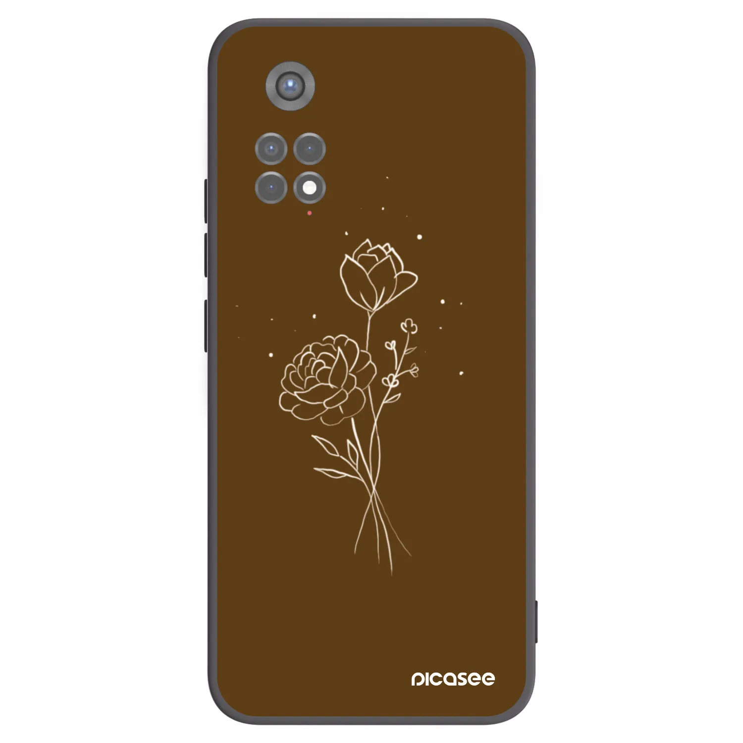 Picasee silikonowe czarne etui na Xiaomi Redmi Note 11S 5G - Brown flowers