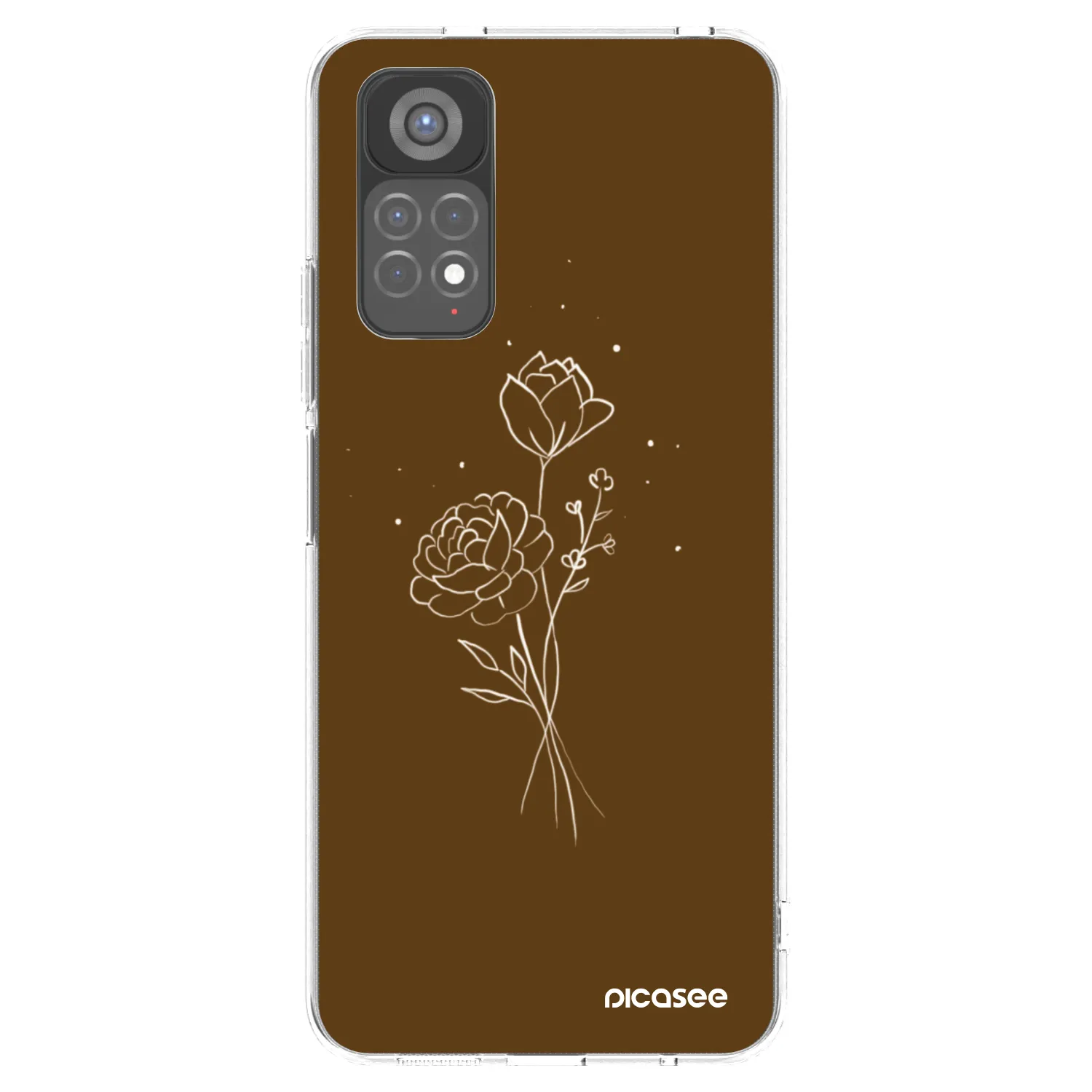 Picasee silikonowe przeźroczyste etui na Xiaomi Redmi Note 11S 5G - Brown flowers