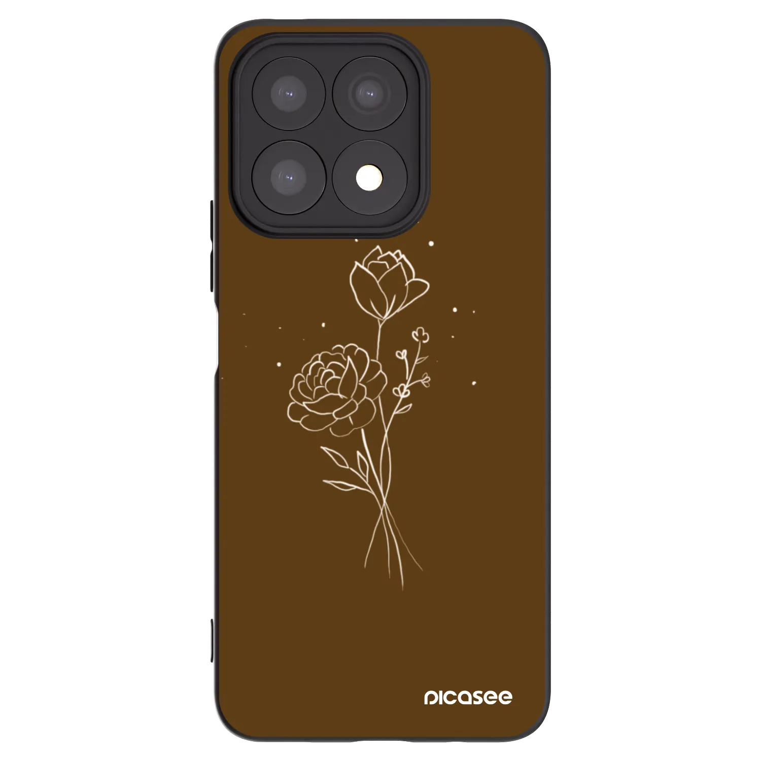 Picasee silikonowe czarne etui na Honor X8a - Brown flowers